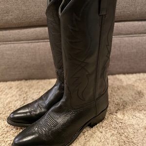 Old West Smooth Black Cowboy Boots